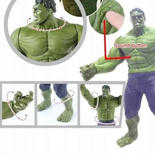 Varoņu Avengers figūra Hulk, 30 cm, ar skaņas efektiem cena un informācija | Rotaļlietas zēniem | 220.lv