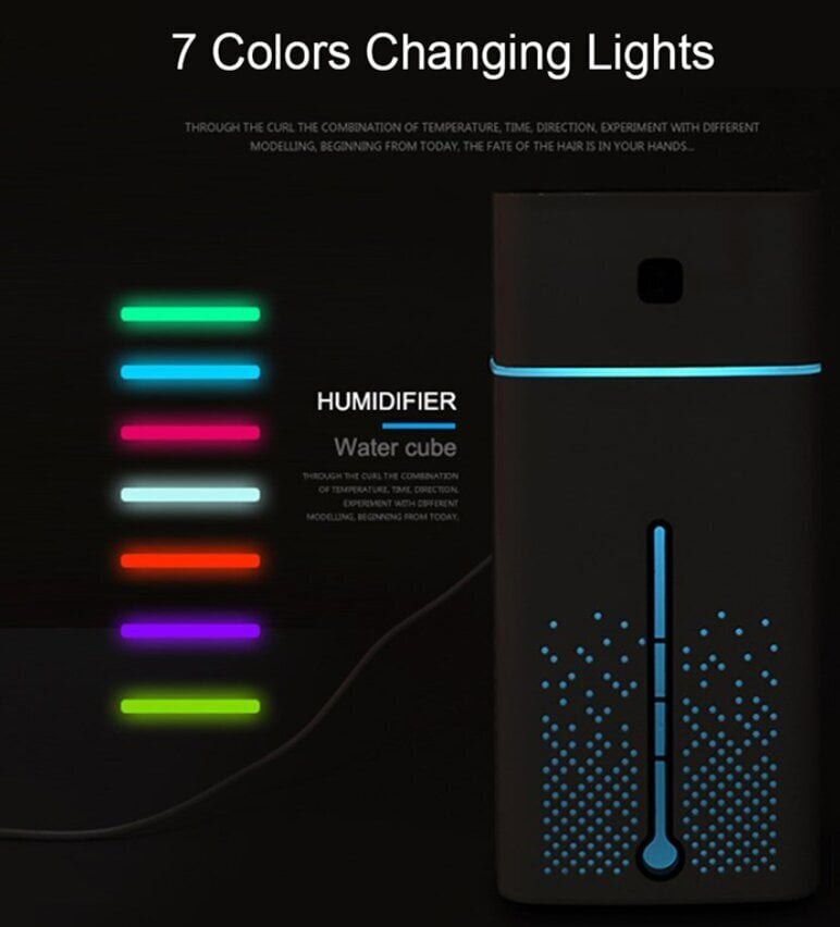 Ultraskaņas gaisa mitrinātājs Mute 7 Color Night Light 1000ML cena un informācija | Gaisa mitrinātāji | 220.lv