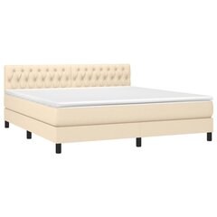 vidaXL atsperu gulta ar matraci, krēmkrāsas, 180x200 cm, audums цена и информация | Кровати | 220.lv