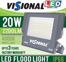 Visional LED prožektors 20W / 2200lm / IP66 / 4000K цена и информация | Фонари и прожекторы | 220.lv