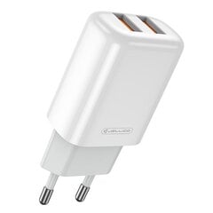 Jellico EU02 12W 2x USB 2.4A Ligzdu Ātrs adaptīvs lādētājs Universāls visām Mobīlajām iekārtām Balts cena un informācija | Lādētāji un adapteri | 220.lv