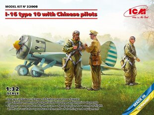 Līmējošais modelis ICM 32008 I-16 type 10 with Chinese Pilots 1/32 цена и информация | Склеиваемые модели | 220.lv