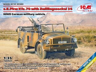Līmējošais modelis ICM 35503 WWII German Military Vehicle s.E.Pkw Kfz.70 with Zwillingssockel 1/35 cena un informācija | Līmējamie modeļi | 220.lv