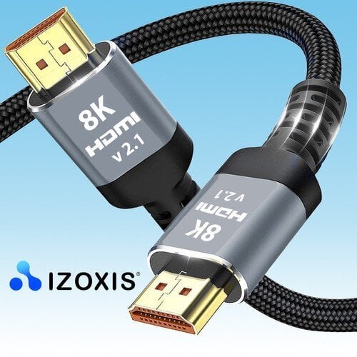 HDMI — HDMI kabelis 2 m Izoxis HDMI 2.1 8K 60 hz 4K 120 Hz cena un informācija | Kabeļi un vadi | 220.lv