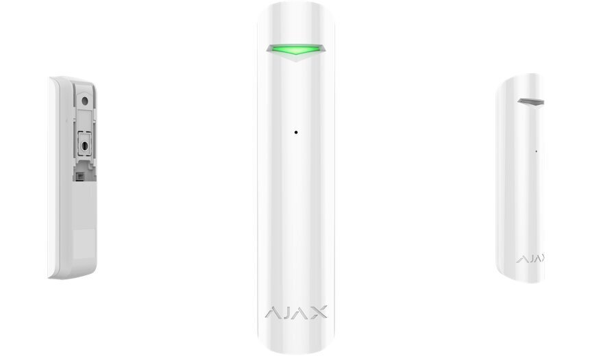 Stikla plīšanas detektors Ajax Glass Protect, balts cena un informācija | Sensori | 220.lv