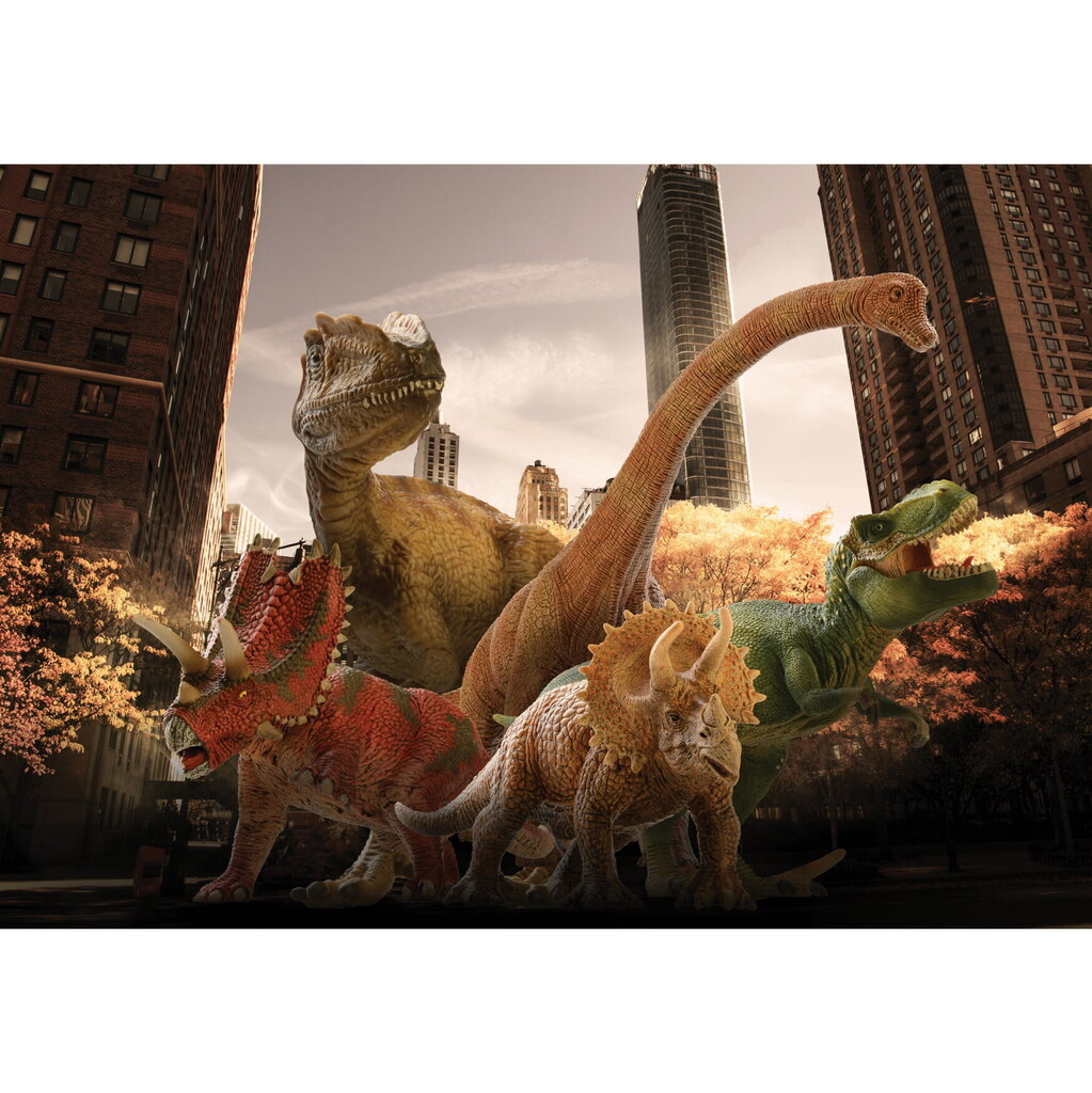 Fototapets - Dinozauri pilsētā cena un informācija | Fototapetes | 220.lv