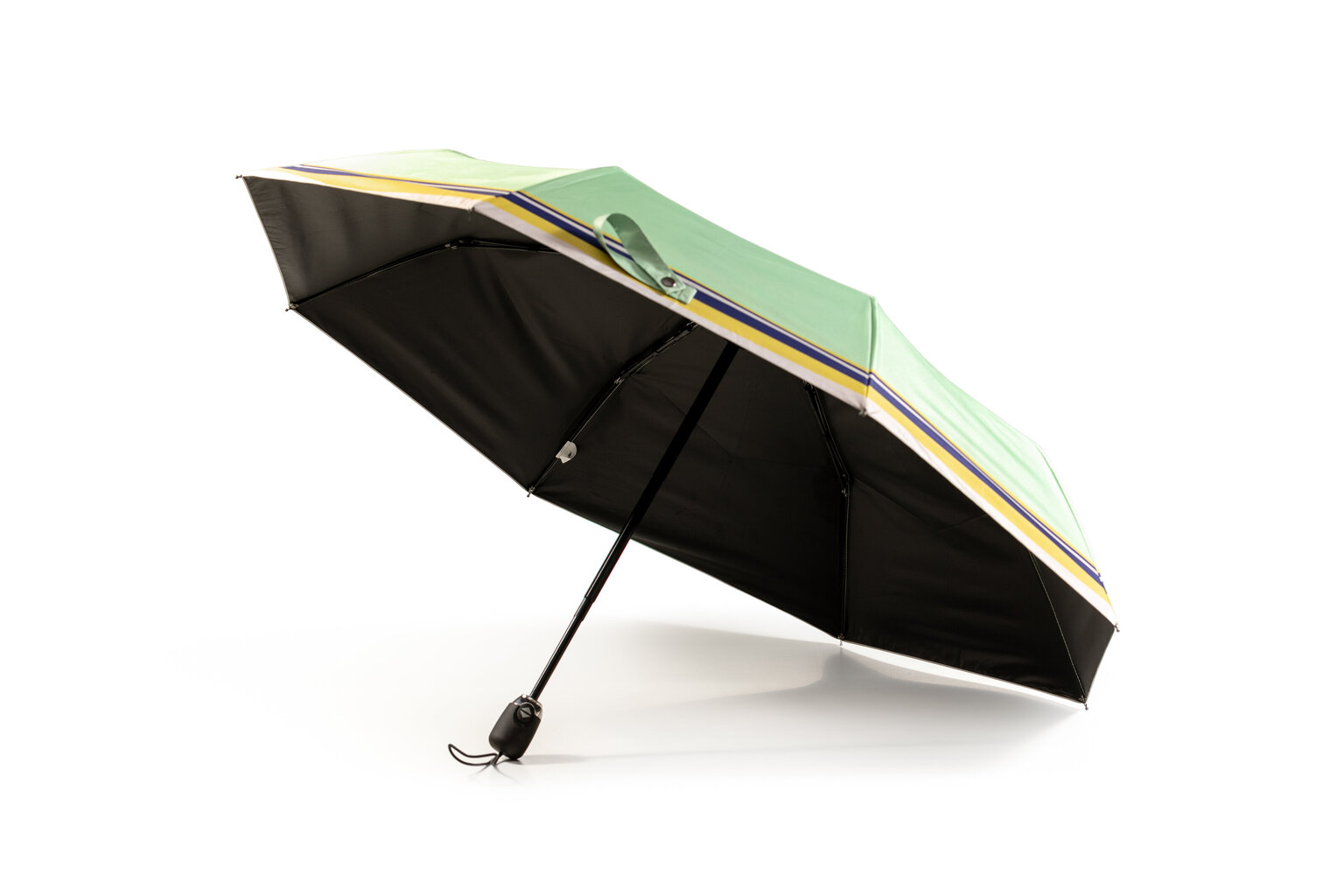 Kompakts saliekams lietussargs ar zaļu svītru cena un informācija | Lietussargi sievietēm | 220.lv