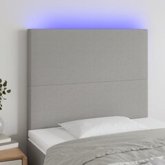 vidaXL gultas galvgalis ar LED, 100x5x118/128 cm, gaiši pelēks audums cena un informācija | Gultas | 220.lv