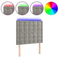 vidaXL gultas galvgalis ar LED, 100x5x118/128 cm, gaiši pelēks samts цена и информация | Кровати | 220.lv