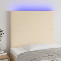 vidaXL gultas galvgalis ar LED, 100x5x118/128 cm, krēmkrāsas audums цена и информация | Кровати | 220.lv