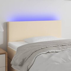 vidaXL gultas galvgalis ar LED, 100x5x78/88 cm, krēmkrāsas audums cena un informācija | Gultas | 220.lv