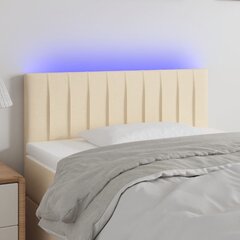 vidaXL gultas galvgalis ar LED, 100x5x78/88 cm, krēmkrāsas audums цена и информация | Кровати | 220.lv