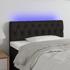 vidaXL gultas galvgalis ar LED, 100x7x78/88 cm, melns audums cena un informācija | Gultas | 220.lv