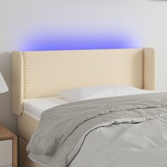 vidaXL gultas galvgalis ar LED, 103x16x78/88 cm, krēmkrāsas audums цена и информация | Кровати | 220.lv