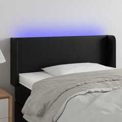 vidaXL gultas galvgalis ar LED, 103x16x78/88 cm, melna mākslīgā āda cena un informācija | Gultas | 220.lv