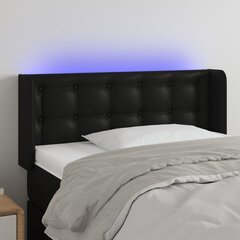 vidaXL gultas galvgalis ar LED, 103x16x78/88 cm, melna mākslīgā āda cena un informācija | Gultas | 220.lv