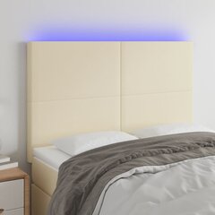 vidaXL gultas galvgalis ar LED, 144x5x118/128 cm, krēmkrāsas цена и информация | Кровати | 220.lv