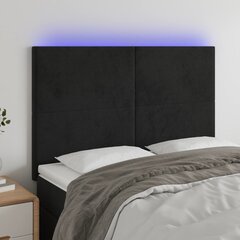 vidaXL gultas galvgalis ar LED, 144x5x118/128 cm, melns samts cena un informācija | Gultas | 220.lv