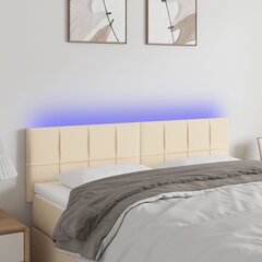 vidaXL gultas galvgalis ar LED, 144x5x78/88 cm, krēmkrāsas audums cena un informācija | Gultas | 220.lv