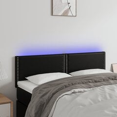 vidaXL gultas galvgalis ar LED, 144x5x78/88 cm, melna mākslīgā āda цена и информация | Кровати | 220.lv