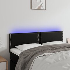 vidaXL gultas galvgalis ar LED, 144x5x78/88 cm, melna mākslīgā āda cena un informācija | Gultas | 220.lv