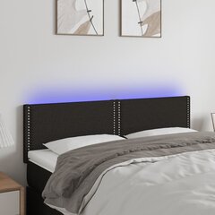 vidaXL gultas galvgalis ar LED, 144x5x78/88 cm, melns audums cena un informācija | Gultas | 220.lv