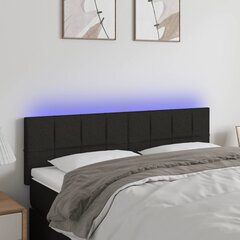 vidaXL gultas galvgalis ar LED, 144x5x78/88 cm, melns audums cena un informācija | Gultas | 220.lv