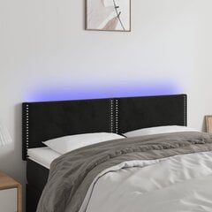 vidaXL gultas galvgalis ar LED, 144x5x78/88 cm, melns samts цена и информация | Кровати | 220.lv