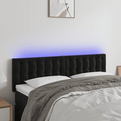 vidaXL gultas galvgalis ar LED, 144x5x78/88 cm, melns samts цена и информация | Кровати | 220.lv