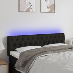 vidaXL gultas galvgalis ar LED, 144x7x78/88 cm, melns audums цена и информация | Кровати | 220.lv