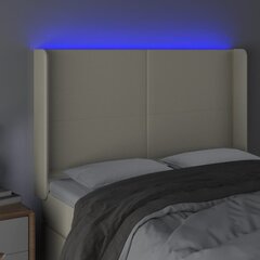 vidaXL gultas galvgalis ar LED, 147x16x118/128 cm, krēmkrāsas cena un informācija | Gultas | 220.lv
