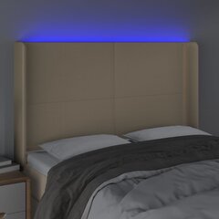 vidaXL gultas galvgalis ar LED, 147x16x118/128 cm, krēmkrāsas audums цена и информация | Кровати | 220.lv