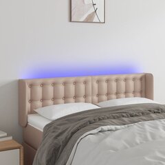 vidaXL gultas galvgalis ar LED, 147x16x78/88 cm, kapučīno mākslīgā āda цена и информация | Кровати | 220.lv