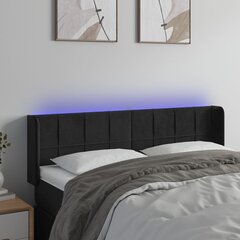 vidaXL gultas galvgalis ar LED, 147x16x78/88 cm, melns samts cena un informācija | Gultas | 220.lv