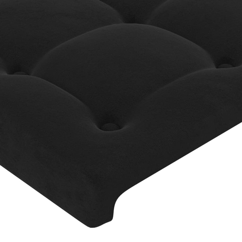 vidaXL gultas galvgalis ar LED, 147x16x78/88 cm, melns samts цена и информация | Gultas | 220.lv