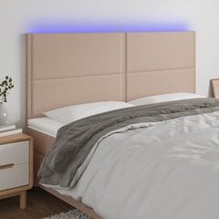 vidaXL gultas galvgalis ar LED, 160x5x118/128cm, kapučīno mākslīgā āda cena un informācija | Gultas | 220.lv