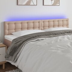 vidaXL gultas galvgalis ar LED, 160x5x78/88 cm, kapučīno mākslīgā āda цена и информация | Кровати | 220.lv