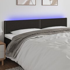 vidaXL gultas galvgalis ar LED, 160x5x78/88 cm, melns audums цена и информация | Кровати | 220.lv