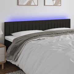 vidaXL gultas galvgalis ar LED, 160x5x78/88 cm, melns audums cena un informācija | Gultas | 220.lv