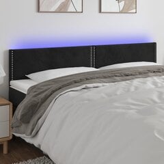 vidaXL gultas galvgalis ar LED, 160x5x78/88 cm, melns samts cena un informācija | Gultas | 220.lv