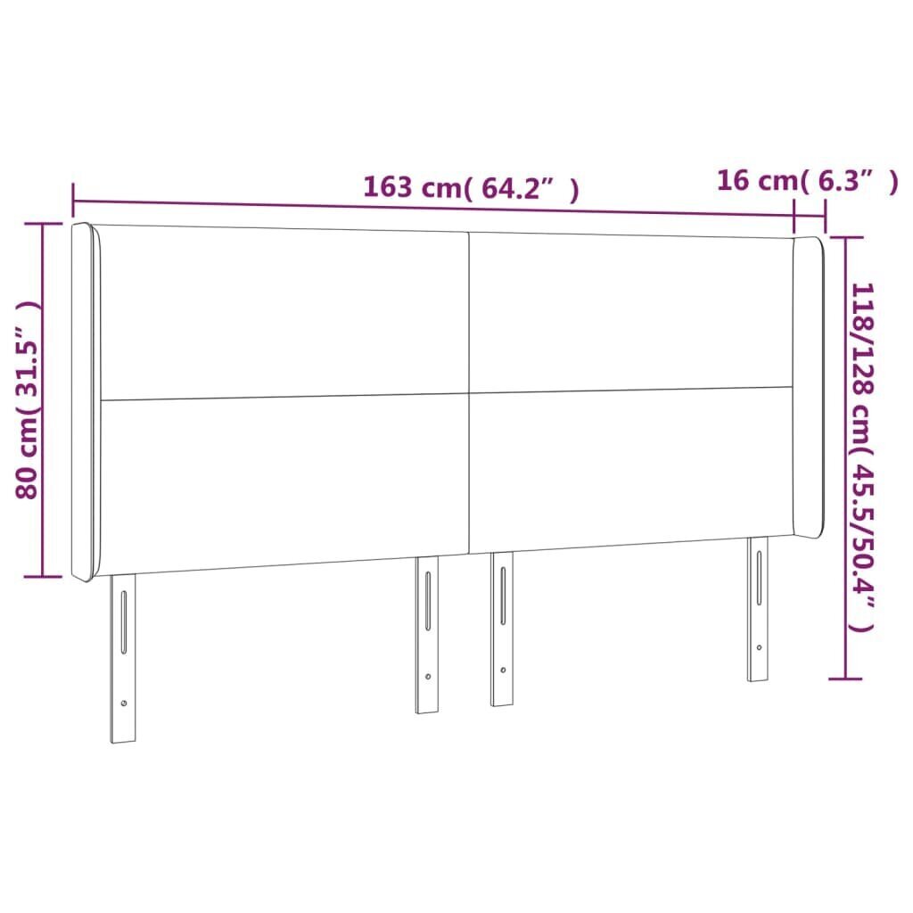 vidaXL gultas galvgalis ar LED, 163x16x118/128 cm, kapučīno цена и информация | Gultas | 220.lv