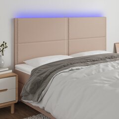 vidaXL gultas galvgalis ar LED, 180x5x118/128cm, kapučīno mākslīgā āda cena un informācija | Gultas | 220.lv