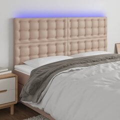 vidaXL gultas galvgalis ar LED, 180x5x118/128cm, kapučīno mākslīgā āda цена и информация | Кровати | 220.lv