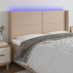 vidaXL gultas galvgalis ar LED, 183x16x118/128 cm, kapučīno cena un informācija | Gultas | 220.lv