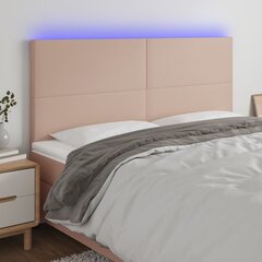 vidaXL gultas galvgalis ar LED, 200x5x118/128cm, kapučīno mākslīgā āda cena un informācija | Gultas | 220.lv