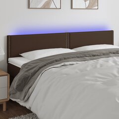 vidaXL gultas galvgalis ar LED, 200x5x78/88 cm, brūna mākslīgā āda cena un informācija | Gultas | 220.lv
