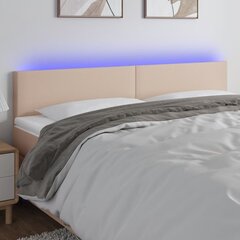 vidaXL gultas galvgalis ar LED, 200x5x78/88 cm, kapučīno mākslīgā āda cena un informācija | Gultas | 220.lv