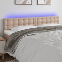 vidaXL gultas galvgalis ar LED, 200x5x78/88 cm, kapučīno mākslīgā āda цена и информация | Кровати | 220.lv