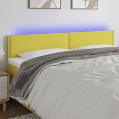 vidaXL gultas galvgalis ar LED, 200x5x78/88 cm, zaļš audums cena un informācija | Gultas | 220.lv