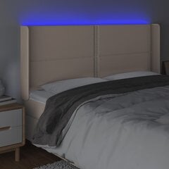 vidaXL gultas galvgalis ar LED, 203x16x118/128 cm, kapučīno cena un informācija | Gultas | 220.lv